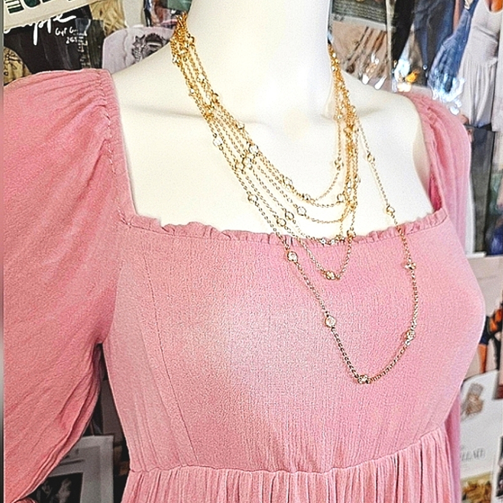 SAACHI Adjustable Crystal Multi Layered Necklace With Gold-Plated Brass NWT$80 - Picture 3 of 7